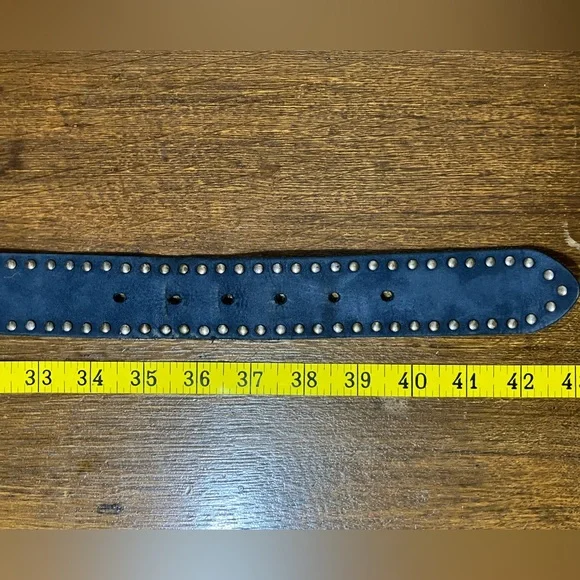 Vintage Vanzetti Studded Blue Suede (Leather Coated) Belt - Made in Germany - Picture 6 of 10